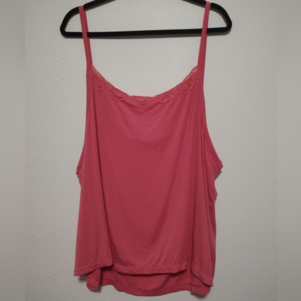 Auden Pink Tank Top & Tie Waist Shorts Lace Accent Sleep Lounge Set Size 3X - Picture 4 of 15